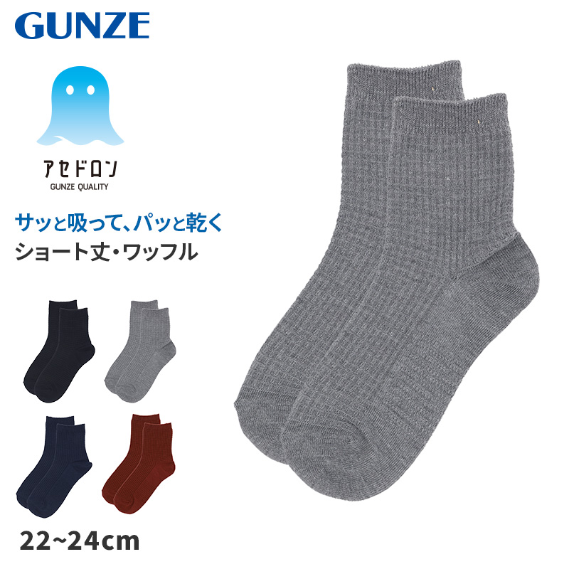 アセドロン ソックス レディース スニーカー 丈 靴下 グンゼ 22 23 24 cm スニーカーソックス 吸汗速乾 消臭 黒 白 灰 GUNZE gunze プレゼント ギフト くつ下 くつした
