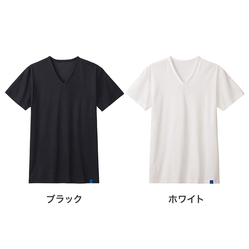 冷感 インナー メンズ クルーネック Tシャツ 綿100% グンゼ M L LL 天然冷感 接触冷感 消臭 汗対策 夏用 涼しい 吸汗 ムレ軽減 半袖 アンダーシャツ 下着 紳士 肌着 丸首 ビジネスインナー スーツインナー 薄手 ブラック ホワイト COOLMAGIC 持続消臭 汗消臭 汗臭対策