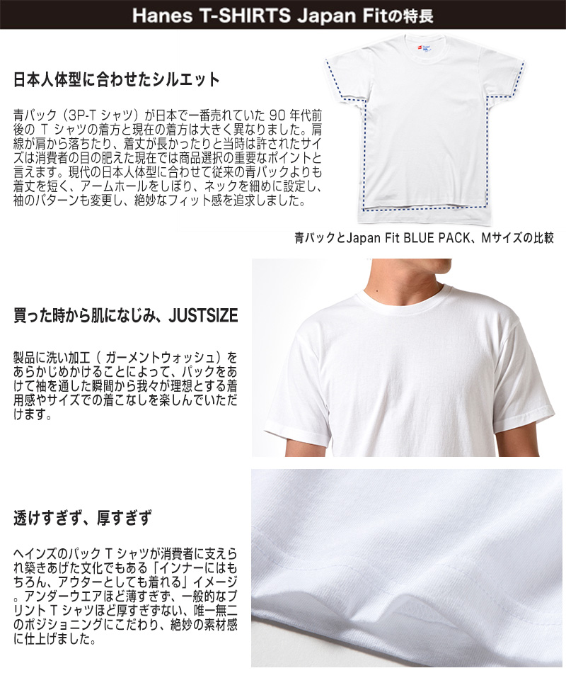 ヘインズ Tシャツ Vネック メンズ 半袖 綿 2枚組 XS～XL (hanes インナー 白 黒 インナーシャツ V首 アンダーウェア 下着 ジャパンフィット) (在庫限り)