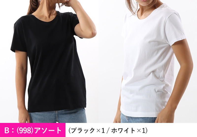 ヘインズ tシャツ レディース 半袖 綿100% ジャパンフィット 2枚組 M・L (Tシャツ 綿 無地 インナー シャツ クルーネック)