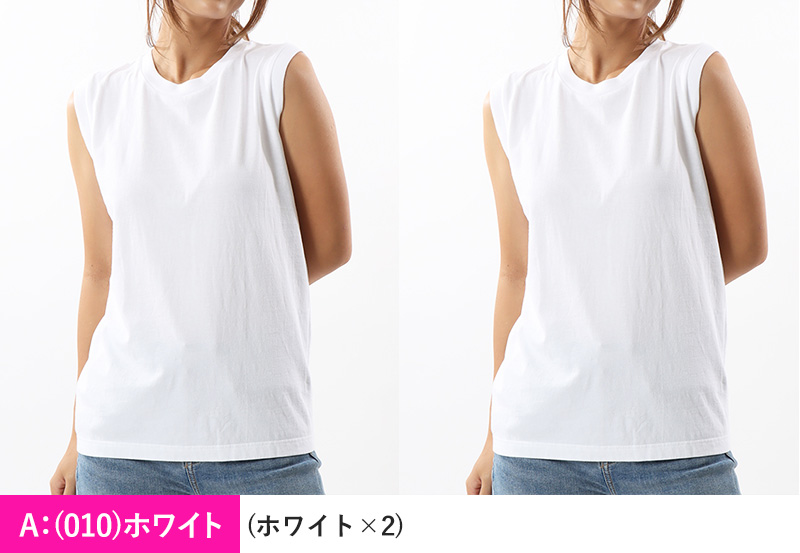 レディース スリーブレス Tシャツ 2枚組 M・L トップス コットン Tシャツ スリーブレス クルーネック 無地 hanes ジャパンフィット