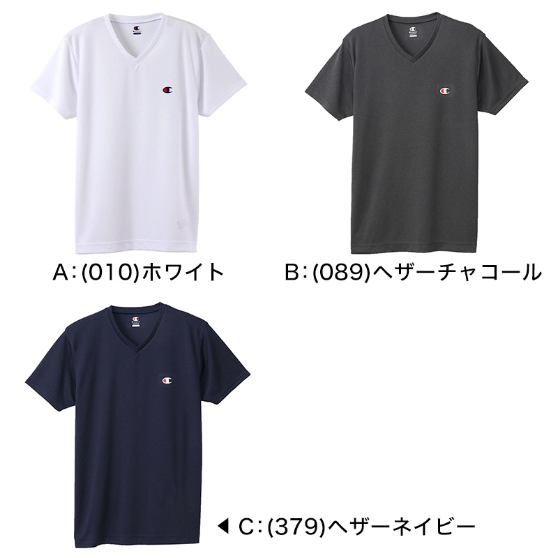 ヘインズ Champion メンズ Tシャツ メッシュ VネックTシャツ M～LL (チャンピオン 男性 紳士 肌着 トップス インナー シャツ 吸汗 速乾 半袖 V首 Vネック)