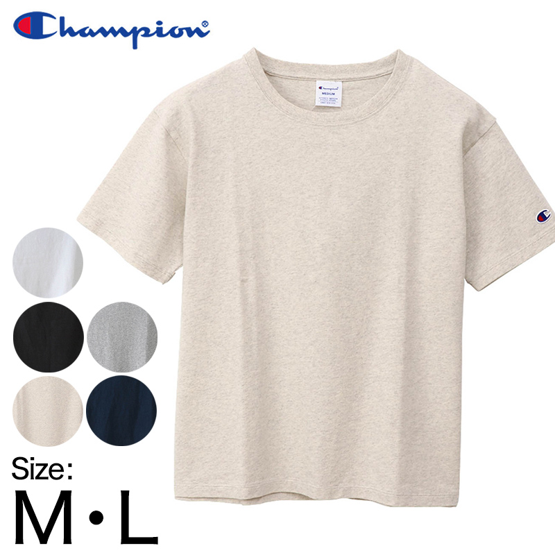 Champion レディース クルーネック Tシャツ 短め M・L チャンピオン tシャツ 半袖 UV スポーツ シャツ インナー (在庫限り)