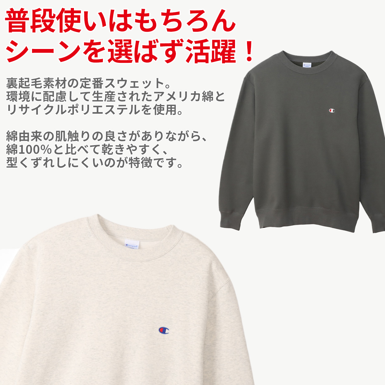 Champion メンズ クルーネック スウェットシャツ M～XXL (チャンピオン 長袖 トレーナー 綿混) (在庫限り)