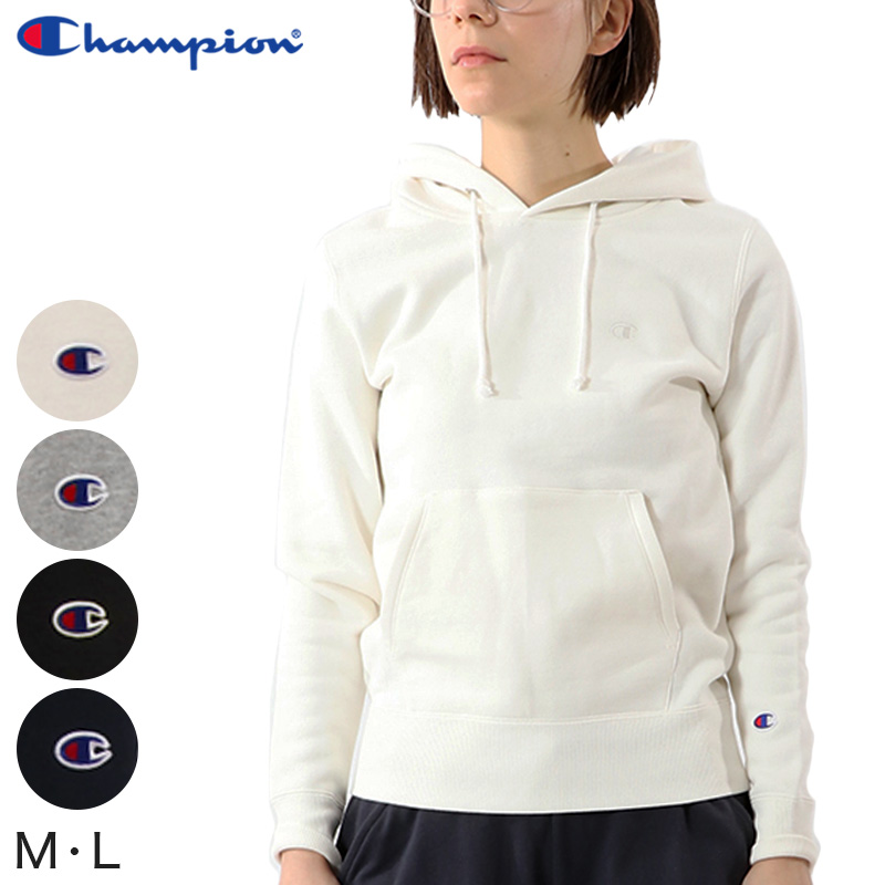 Champion レディース パーカー スウェット 裏起毛 プルオーバー M・L (トップス 秋冬 秋服 冬服 暖かい カジュアル シンプル チャンピオン ブランド) (在庫限り)