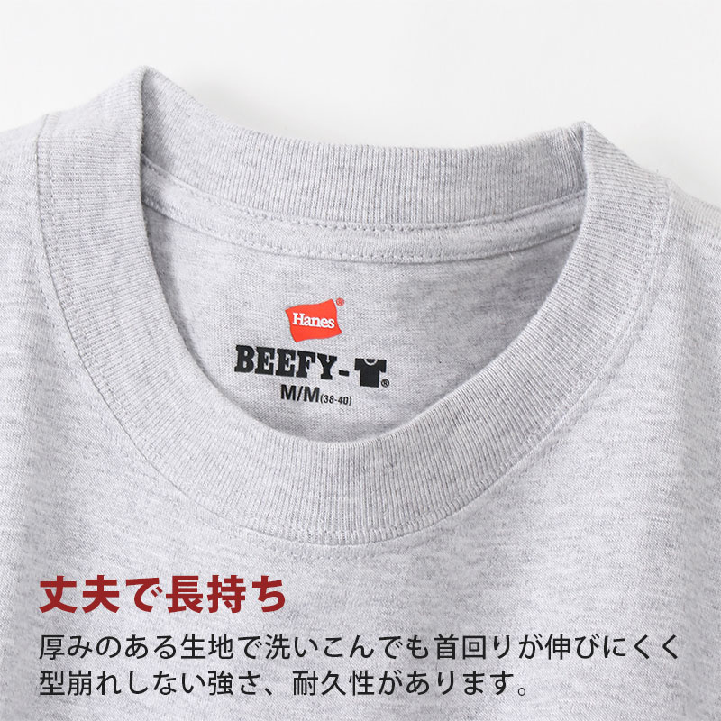 ヘインズ BEEFY-T ビーフィー メンズ 長袖Tシャツ2枚組 S～XL (Hanes トップス 綿100% クルーネック 男性 丈夫 無地) (送料無料)