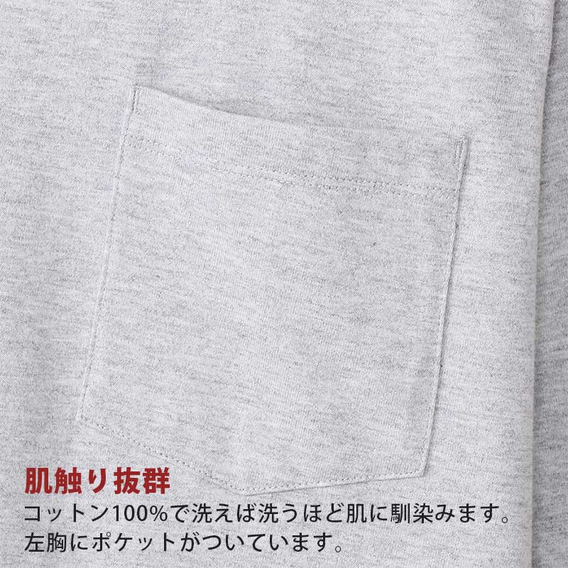 ヘインズ ビーフィー ロンT メンズ tシャツ ポケット 長袖 S～XL Hanes BEEFY-T トップス 綿100% クルーネック ロングスリーブ 男性 丈夫 無地