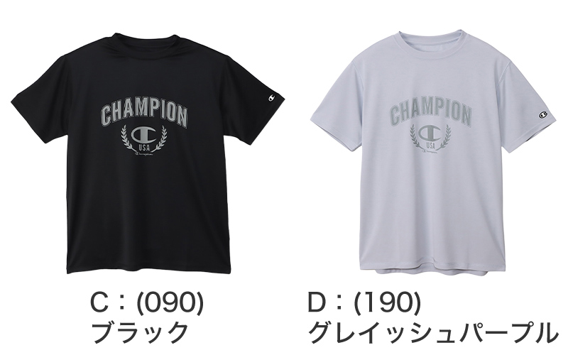 Champion Tシャツ メンズ 半袖 紳士 ウエア シャツ トップス M L XL 吸汗 速乾 抗菌 防臭 紫外線 反射材 ロゴ シンプル ジム