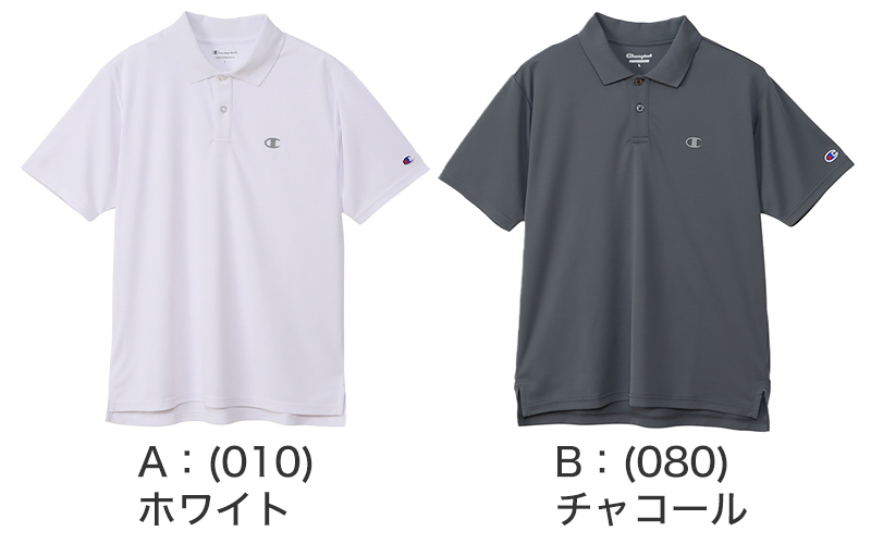 Champion ポロシャツ メンズ 半袖 紳士 ウエア シャツ トップス M L XL 吸汗 速乾 抗菌 防臭 紫外線 反射材 ロゴ シンプル ジム