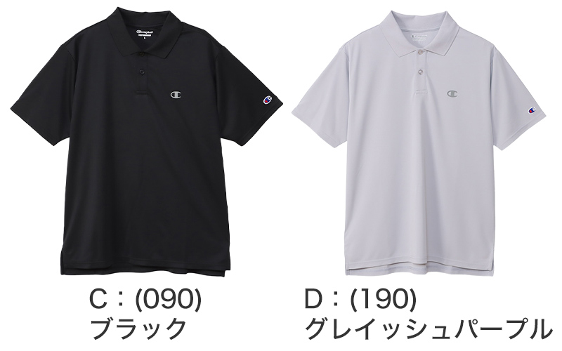 Champion ポロシャツ メンズ 半袖 紳士 ウエア シャツ トップス M L XL 吸汗 速乾 抗菌 防臭 紫外線 反射材 ロゴ シンプル ジム