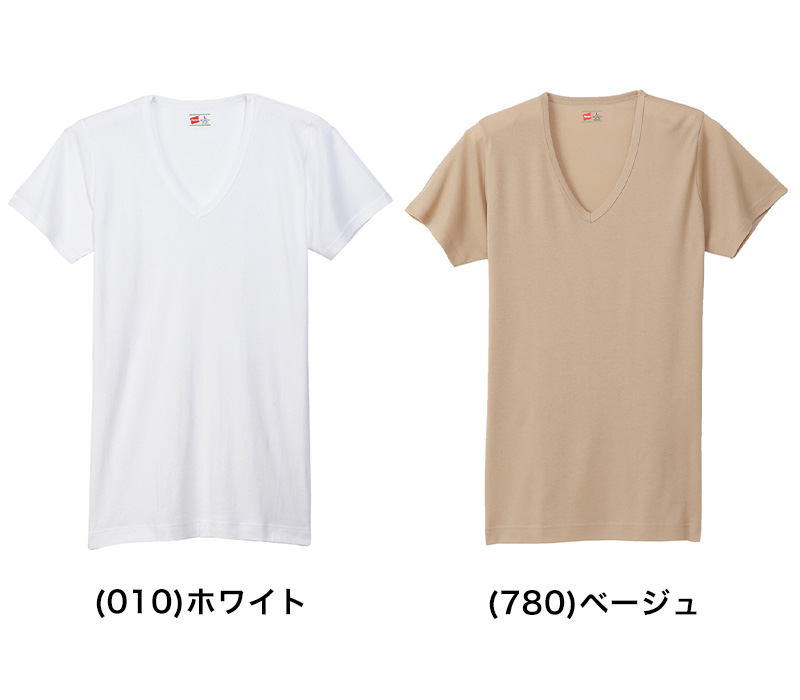 ヘインズ シャツ メンズ Vネック Tシャツ 2枚組 ビズ魂 3L～5L (Hanes 男性 紳士 抗菌防臭 吸汗速乾 V首 半袖 長め丈 大きいサイズ 大きめ 3L 4L 5L) (在庫限り)