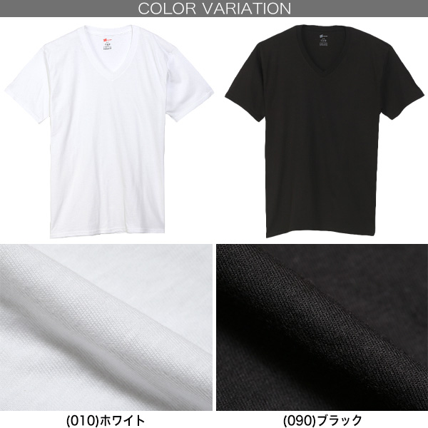 ヘインズ メンズ リングスパン Vネック Tシャツ 3枚組 M～LL (Hanes 紳士 インナー 半袖 シャツ V首 綿100％ 綿 コットン セット 白 黒) (在庫限り)