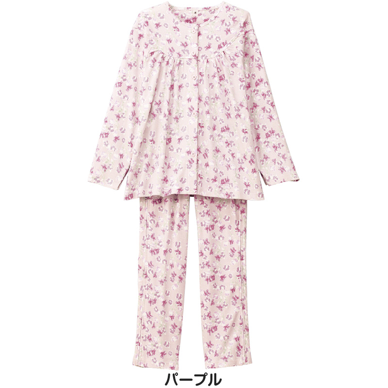婦人 フルオープンパジャマ 上下セット S～LL (レディース 綿100% ワンタッチテープ マジックテープ式 おむつ交換 介護) (送料無料) (取寄せ)