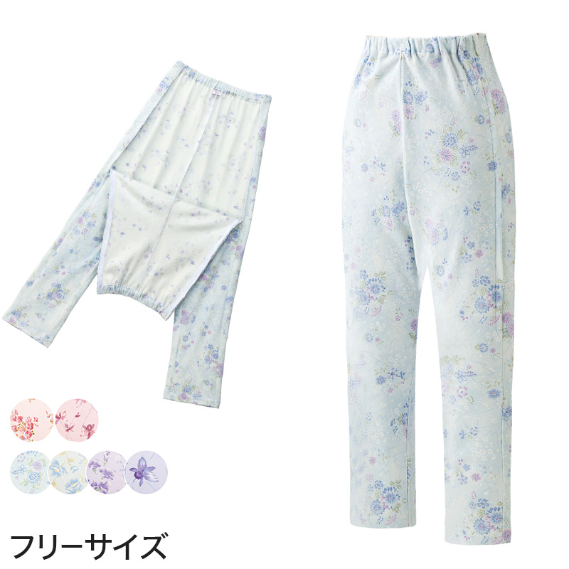 婦人 腰開き洗い替えパンツ フリーサイズ (レディース パジャマズボン ボトム 日本製)(送料無料) 【取寄せ】
