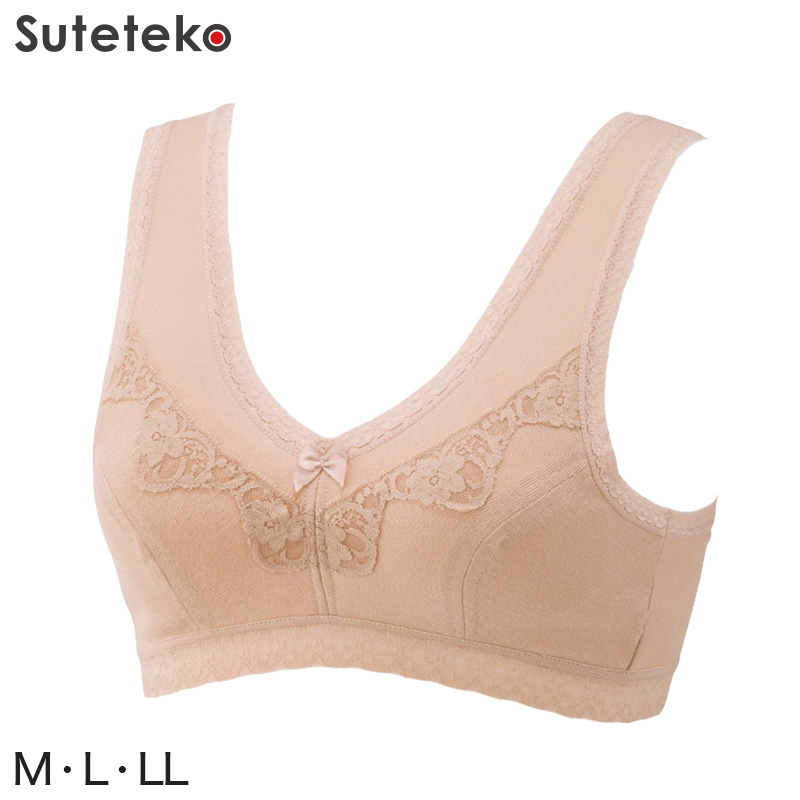 ノンワイヤーブラジャー 綿100% ゆったり レディース インナー M~LL (ノンワイヤーブラ 綿 ハーフトップ 締め付けない 介護 下着 肌着 かぶりタイプ) (在庫限り)