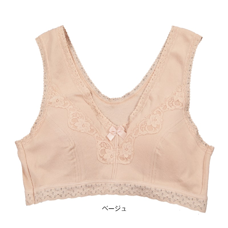 ノンワイヤーブラジャー 綿100% ゆったり レディース インナー M~LL (ノンワイヤーブラ 綿 ハーフトップ 締め付けない 介護 下着 肌着 かぶりタイプ) (在庫限り)