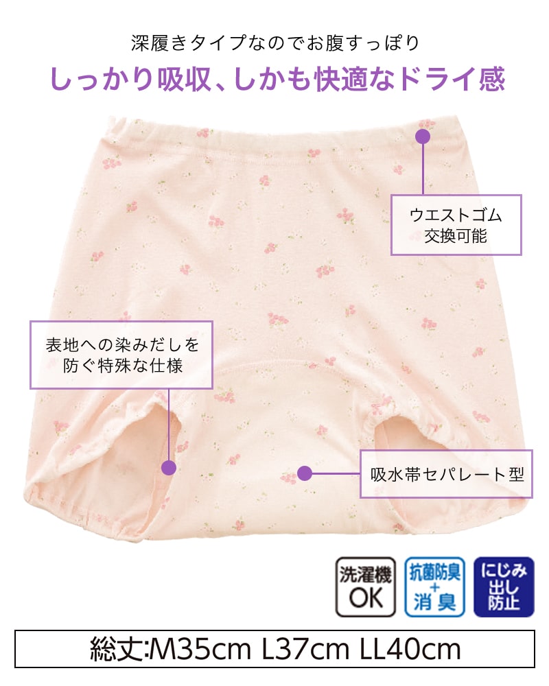 Suteteko 婦人 40cc対応 安心快適ズロース 2枚組 M~LL (中失禁 尿漏れ レディース パンティー 失禁パンツ 失禁ショーツ 吸水) (取寄せ)