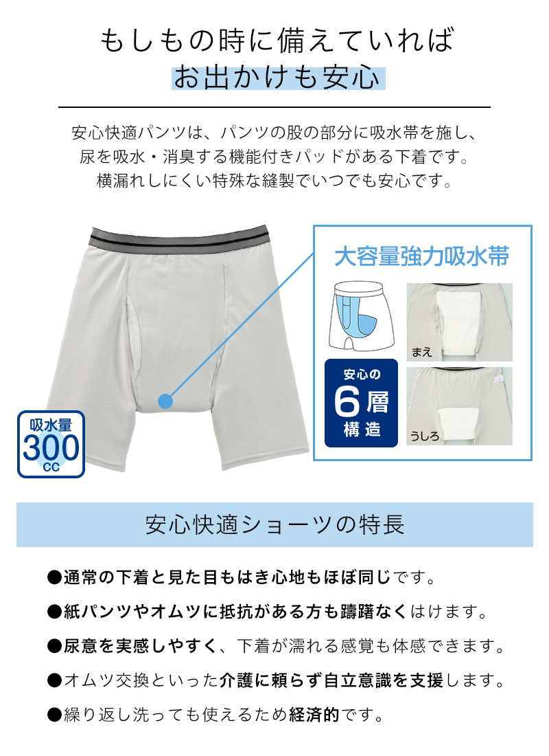 Suteteko 紳士 300cc対応 安心快適ブリーフ 前とじ M~LL (大失禁 尿漏れ メンズ 失禁パンツ 日本製)(送料無料) (取寄せ)
