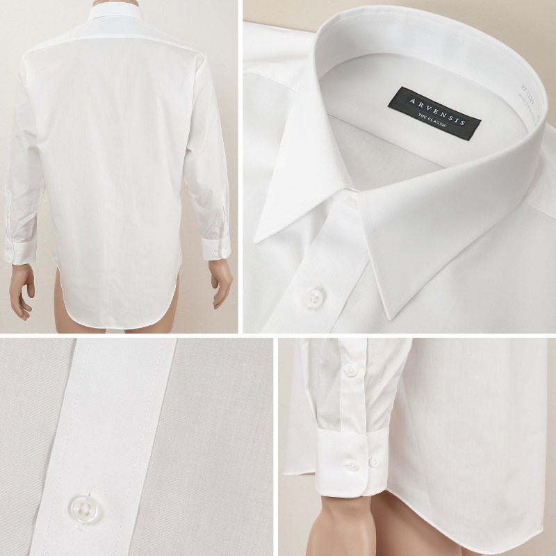 カッターシャツ メンズ 長袖 形態安定 20サイズ展開 (ワイシャツ ノーアイロン yシャツ 白 シャツ 紳士) (ビジネスウェア) (在庫限り)