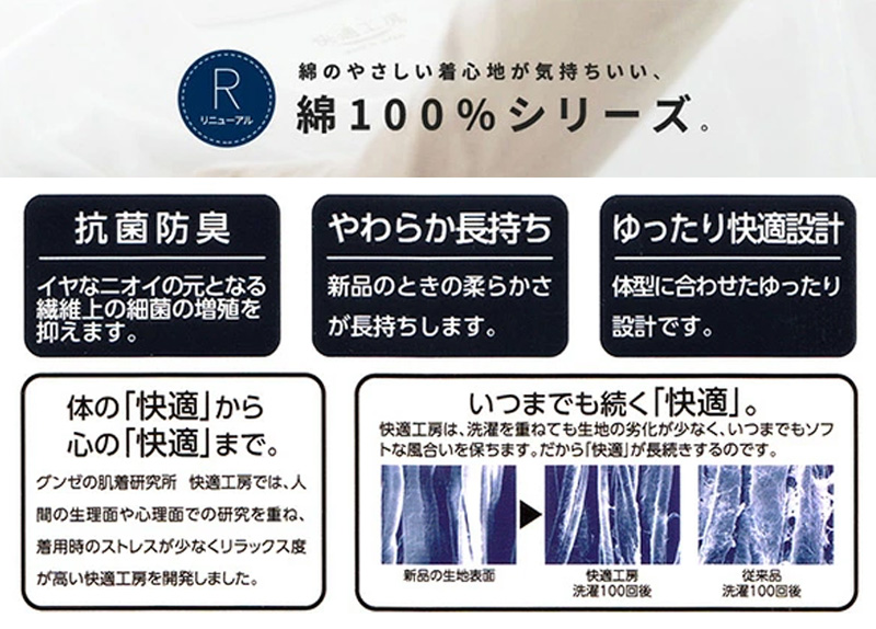 グンゼ 快適工房 紳士 前開き天引きブリーフ 2枚セット 3L (メンズ GUNZE 綿100% コットン100 男性 下着 肌着 インナー やわらか 日本製 大きいサイズ) (在庫限り)