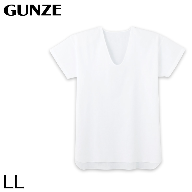 グンゼ 快適工房 クレープ 紳士半袖U首シャツ 3L (メンズ GUNZE 綿100% コットン 男性 Uネック 下着 肌着 インナー 夏 やわらか 日本製 大きいサイズ)