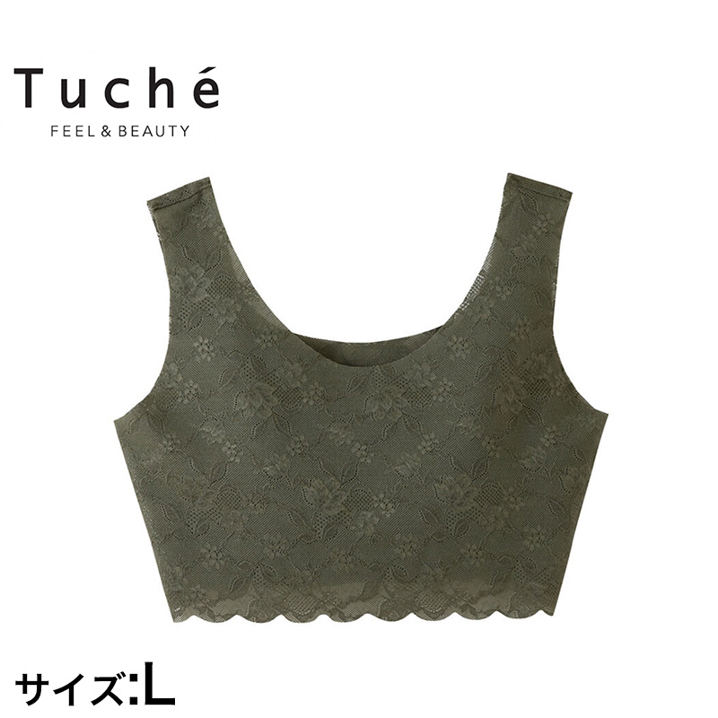 グンゼ Tuche LacyAir ハーフトップ M～LL (レディース インナー ノンワイヤー ブラジャー 胸パッド付 総レース ひびきにくい GUNZE) (在庫限り)