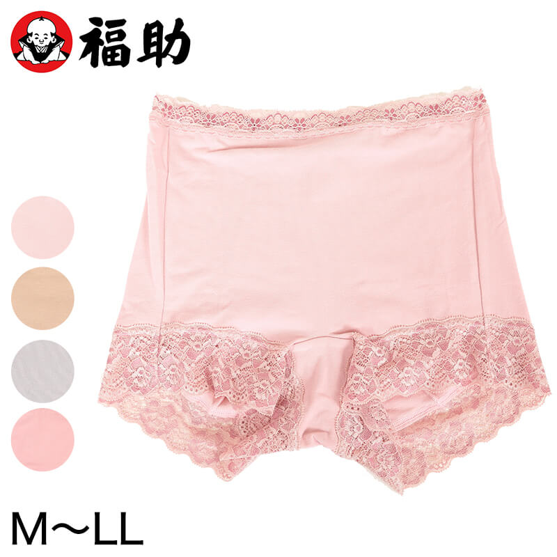 福助 満足 綿混 フロントレース 一分丈ショーツ M~LL (フクスケ レディース パンツ) 【在庫限り】