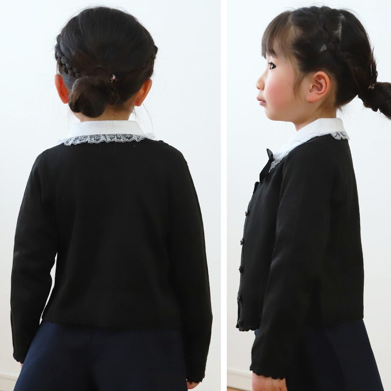 キッズ ニットカーディガン 薄手 フォーマル 女の子 100cm～130cm 入園 準備 入学 お受験 子供服 学校用 発表会 冠婚葬祭 女子 女児 スクール 100 110 120 130 (在庫限り)