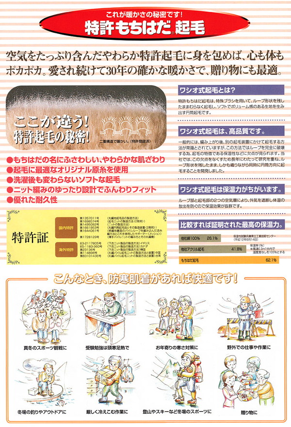 もちはだ サポーター 裏起毛 ひじ ひざ 保温 防寒 30cm丈 (厚手 厚地 冬 メンズ レディース 肘 膝 暖かい あったか 関節 冷え対策 敬老の日 ギフト) (在庫限り)