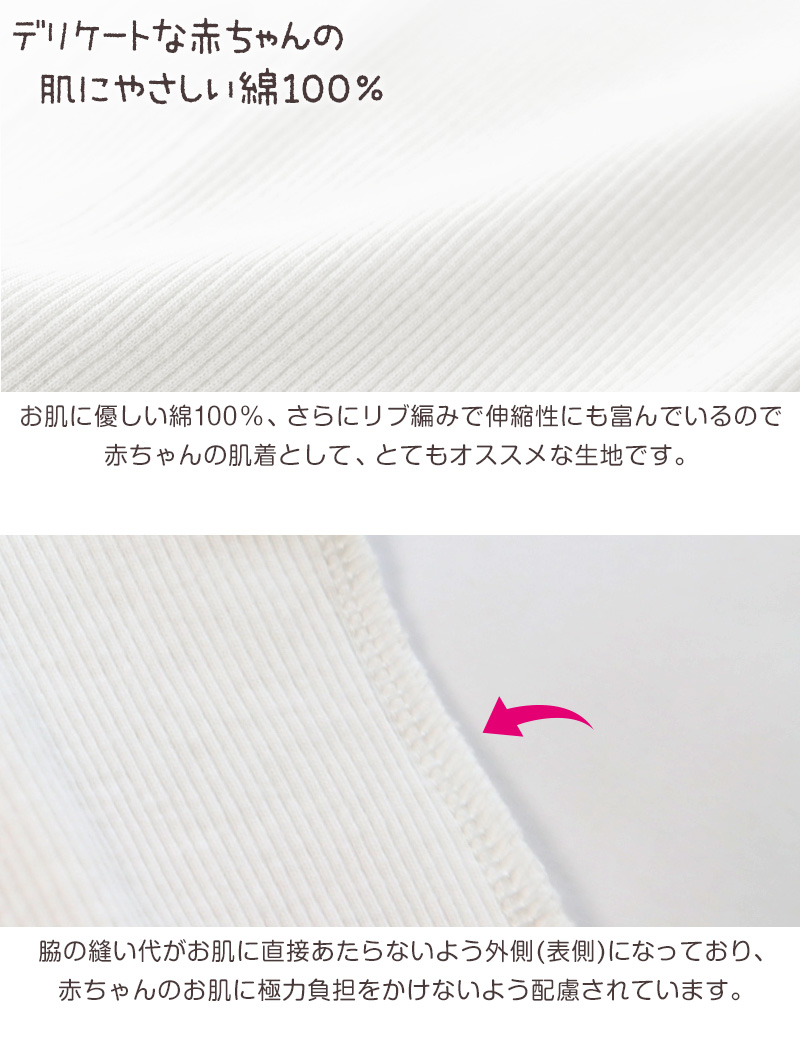 ロンパース 肌着 新生児 乳児 日本製 綿100% ノースリーブ 60-75cm~90-100cm (綿100% 乳児 コットン 出産準備 出産祝い 下着 ギフト プレゼント 60cm 70cm 80cm)