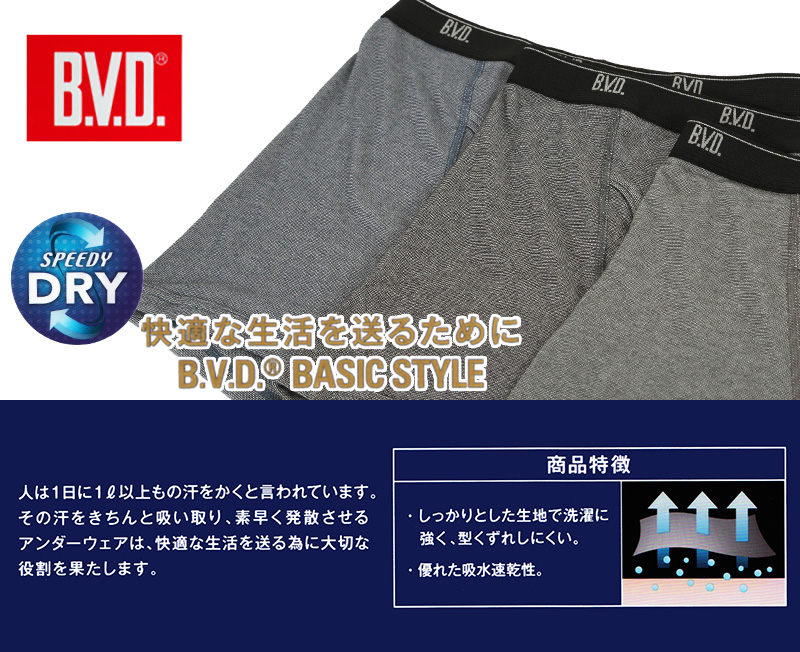 BVD ボクサーパンツ メンズ B.V.D.BASIC STYLE ボクサーブリーフ パンツ 前あき 2枚組 M～LL (bvd 吸汗速乾 大きいサイズ インナー セット アンダーウェアー インナーウェアー 下着 肌着 M L LL)