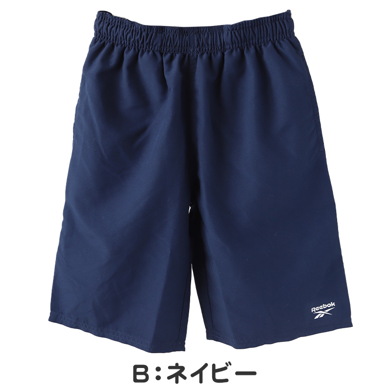 スクール水着 男の子 サーフパンツ キッズ シンプル Reebok 130cm～170cm ミドル丈 水泳 海 プール 男児 男子 ジュニア 海パン 黒 紺