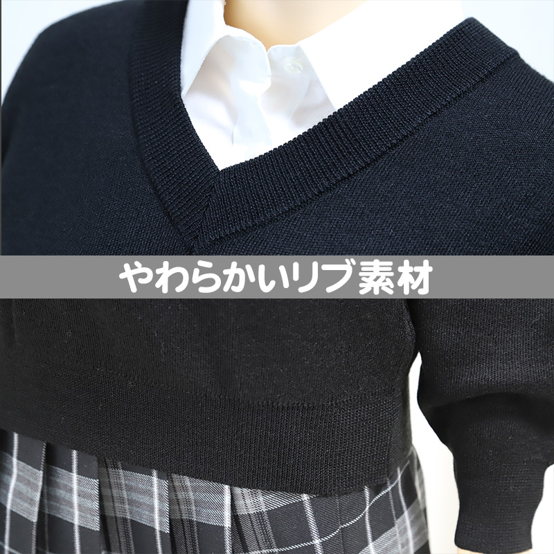 セーター 薄手 スクール 制服 秋 冬 女子 女の子 かわいい シンプル 140cm 150cm 160cm 中学生 高校生 スクールセーター Vネック ワンポイント 通学 毛 紺 黒 グレー (在庫限り)