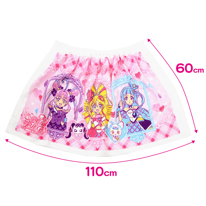 ラップタオル 巻きタオル プリキュア 綿100 60cm (ビーチタオル バスタオル プール スイミング 小学生 水泳 女子 女の子 ジュニア 吸水 着替えタオル 子ども キャラクター)