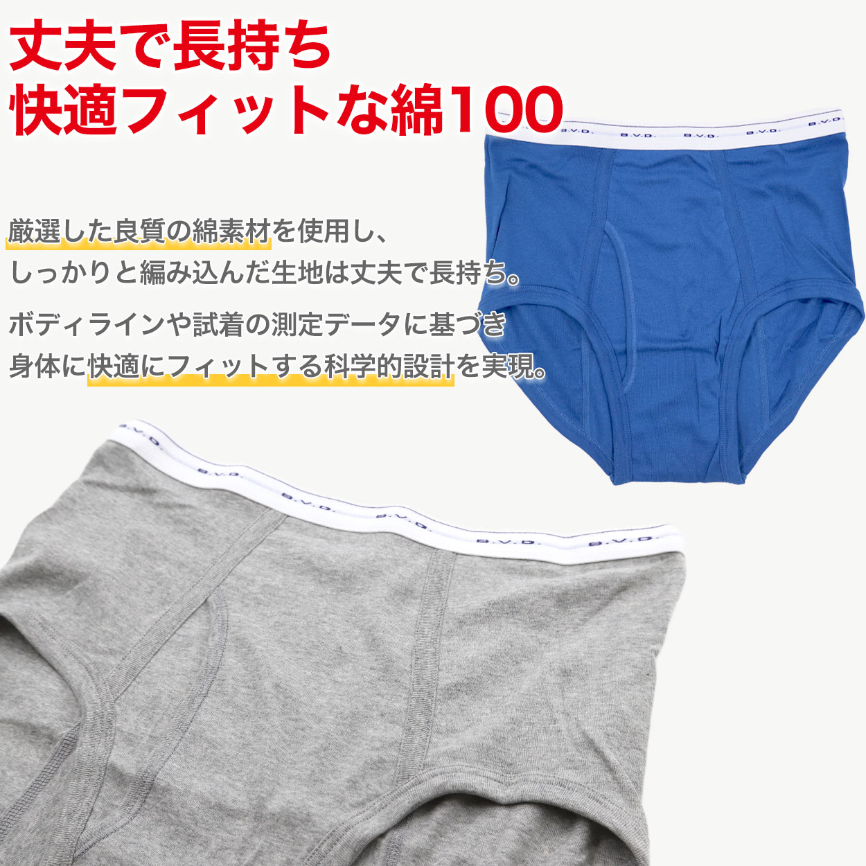 BVD カラー スタンダード ブリーフ メンズ 下着 インナー パンツ 綿100 4枚セット M L 大きいサイズ 色付き 快適 通気性 フィット感 動きやすい 無地 ブランド インナーウェア セット お得 着心地良い 定番 シンプル ギフト プレゼント 父の日 敬老の日