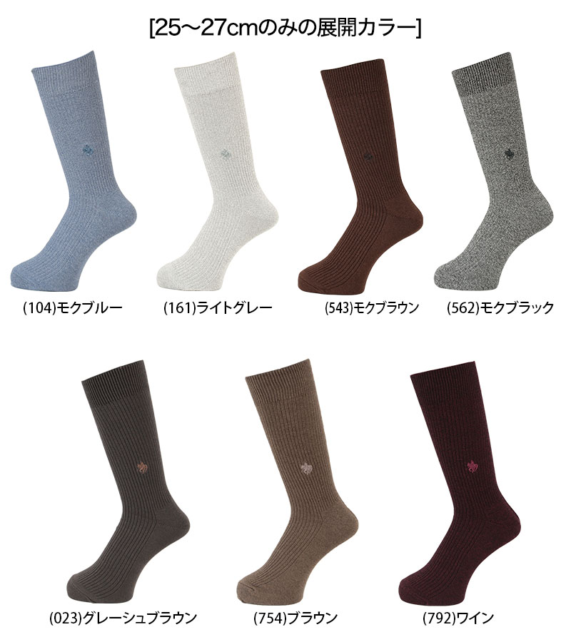 グンゼ POLO ソックス メンズ 23-25cm～27-29cm (靴下 ビジネスソックス カジュアル 抗菌防臭 スクールソックス 男性 紳士 クルーソックス ポロ ワンポイント)