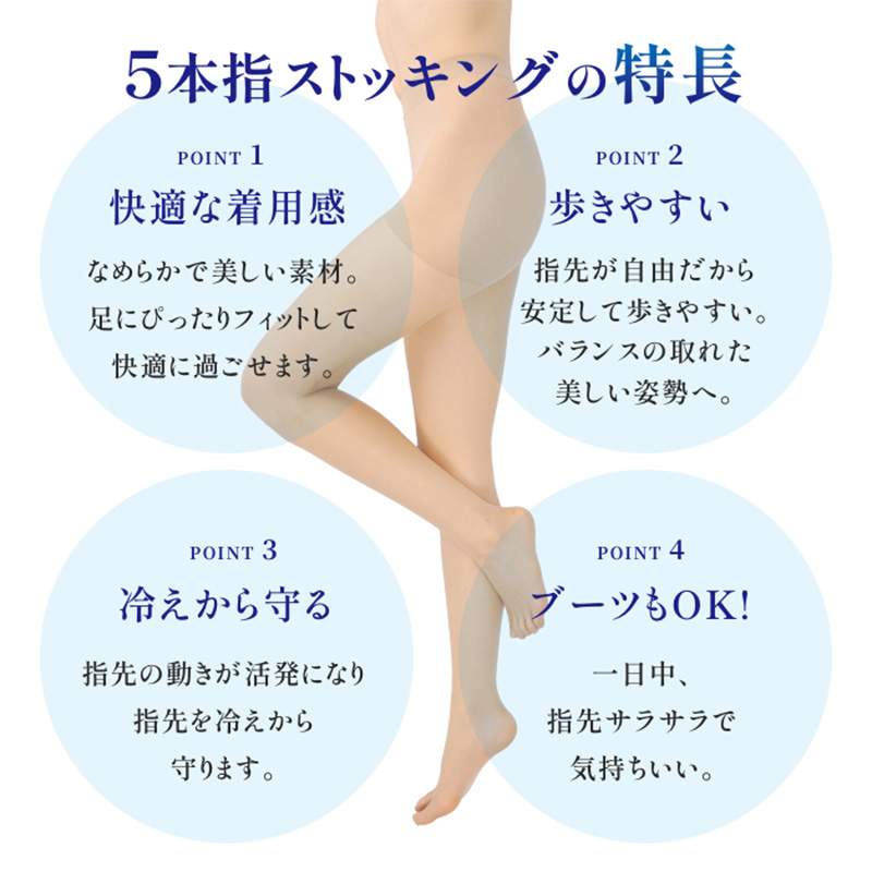 5本指 ストッキング ひざ下 レディース 段階着圧 抗菌 防臭加工 22-25cm ソックス 伝線しにくい 引き締め 美脚 蒸れにくい ムレ対策 レヴアル 女性 婦人 くつ下 むくみ
