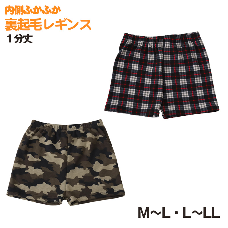 P-SELECT 裏毛布1分丈 M-L・L-LL (あったか 暖かい 短パン 半ズボン 柄 ボトム  冬 防寒) (在庫限り)