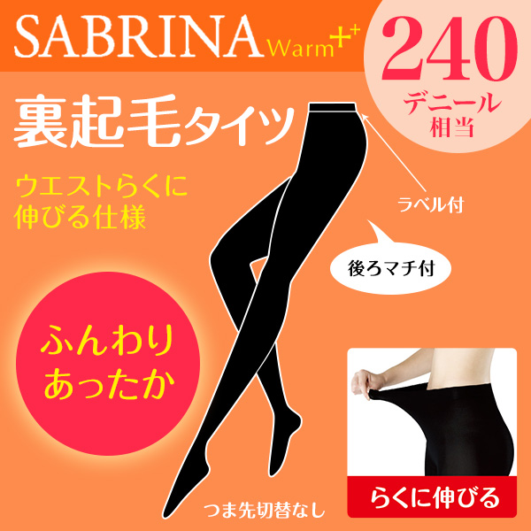 グンゼ SABRINA Warm+ 240デニール ポリエステル 裏起毛タイツ M-L・L-LL (GUNZE サブリナ レディース 婦人) (在庫限り)