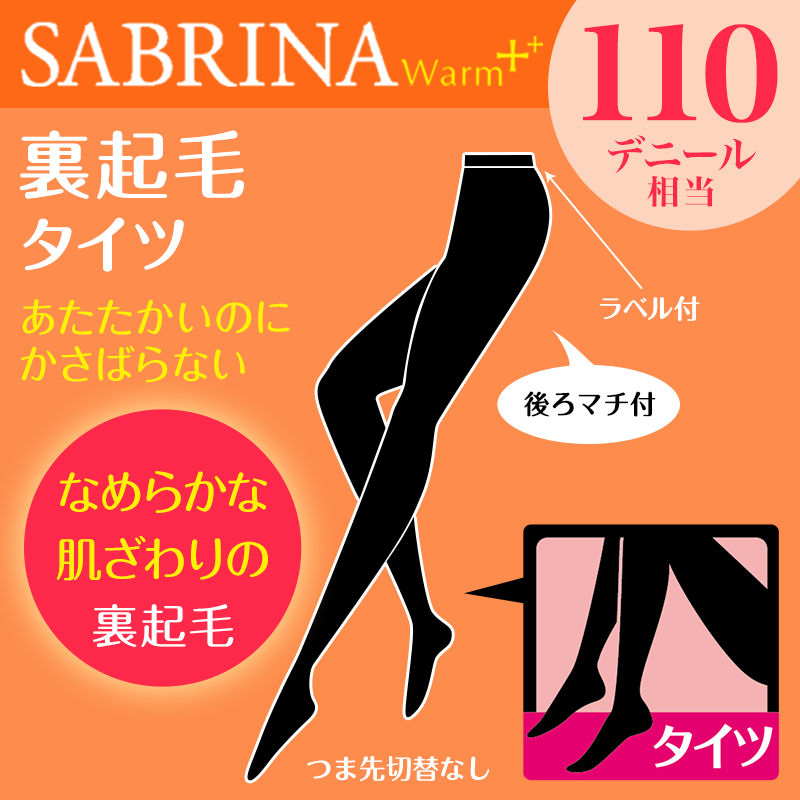 グンゼ SABRINA Warm+ 110デニール 裏起毛タイツ M-L・L-LL (サブリナ タイツ レディース 裏起毛 ll 冬 暖かい 防寒) 【在庫限り】