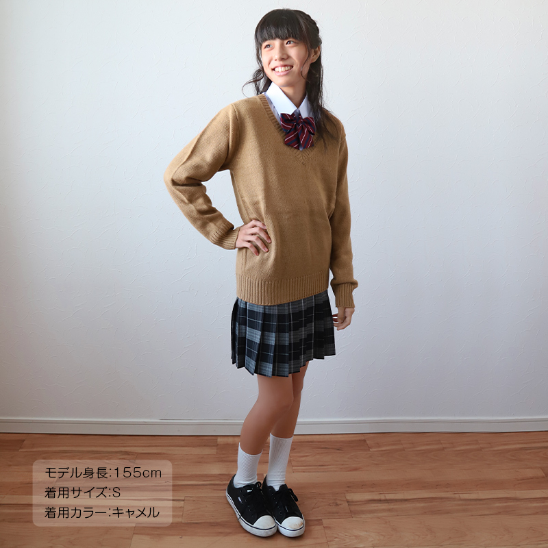 スクールセーター 女子 ウール セーター 学生 vネック S～3L (スクール 制服 ニット レディース 長袖 無地 高校生 Schoolog s m  l ll 3l) (在庫限り)