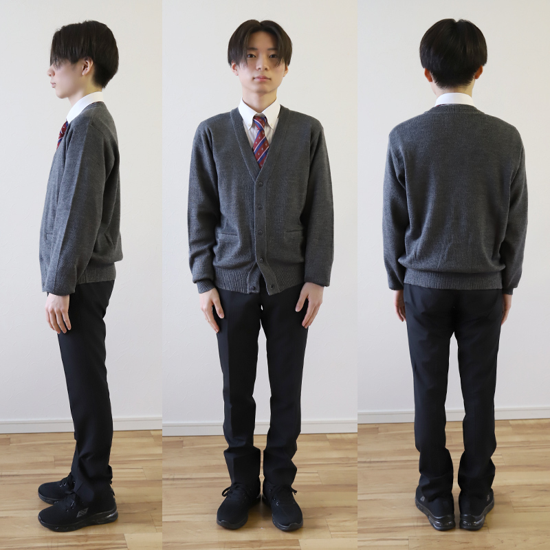 スクール カーディガン 男子 秋冬 ウール混 Vネック S～3L (制服 ニット 高校生 中学生 暖かい 学生 メンズ 学校 無地 大きいサイズ S M L LL 3L) (在庫限り)