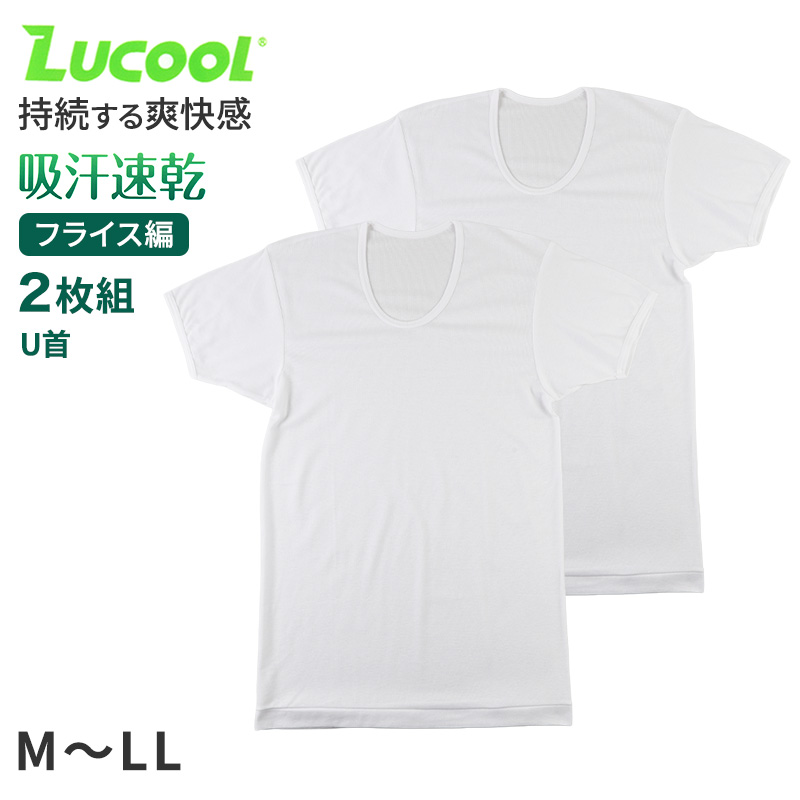 tシャツ 丸首 シャツ メンズ 半袖 2枚組 吸汗速乾 M L LL フライス 肌着 下着 インナー 綿混 無地 ホワイト 白 プレゼント ギフト 父の日 敬老の日