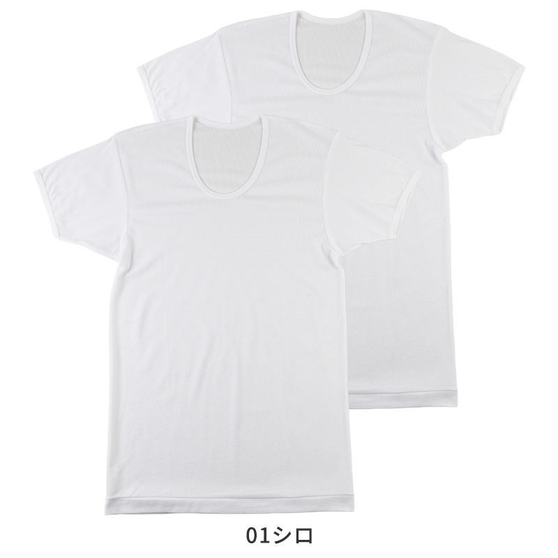 tシャツ 丸首 シャツ メンズ 半袖 2枚組 吸汗速乾 M L LL フライス 肌着 下着 インナー 綿混 無地 ホワイト 白 プレゼント ギフト 父の日 敬老の日