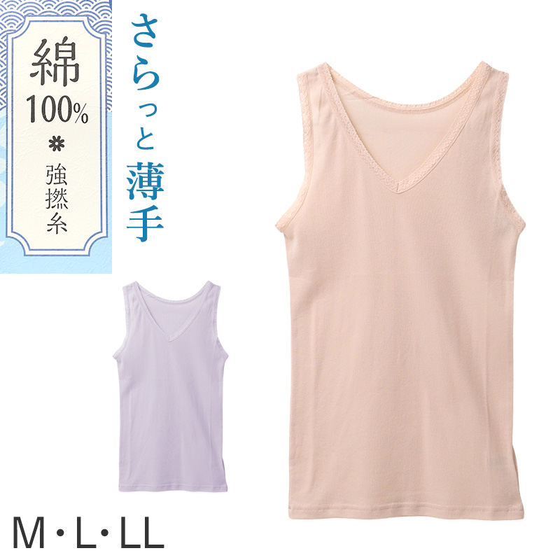 レディース シャツ インナー 3分袖 Vネック 綿100 強撚糸 M L LL フライス 薄手 やわらか 肌着 下着 半袖 トップス カットソー 肌にやさしい 夏 涼しい 重ね着 部屋着 綿インナー 婦人インナー レディース肌着 V首 レース