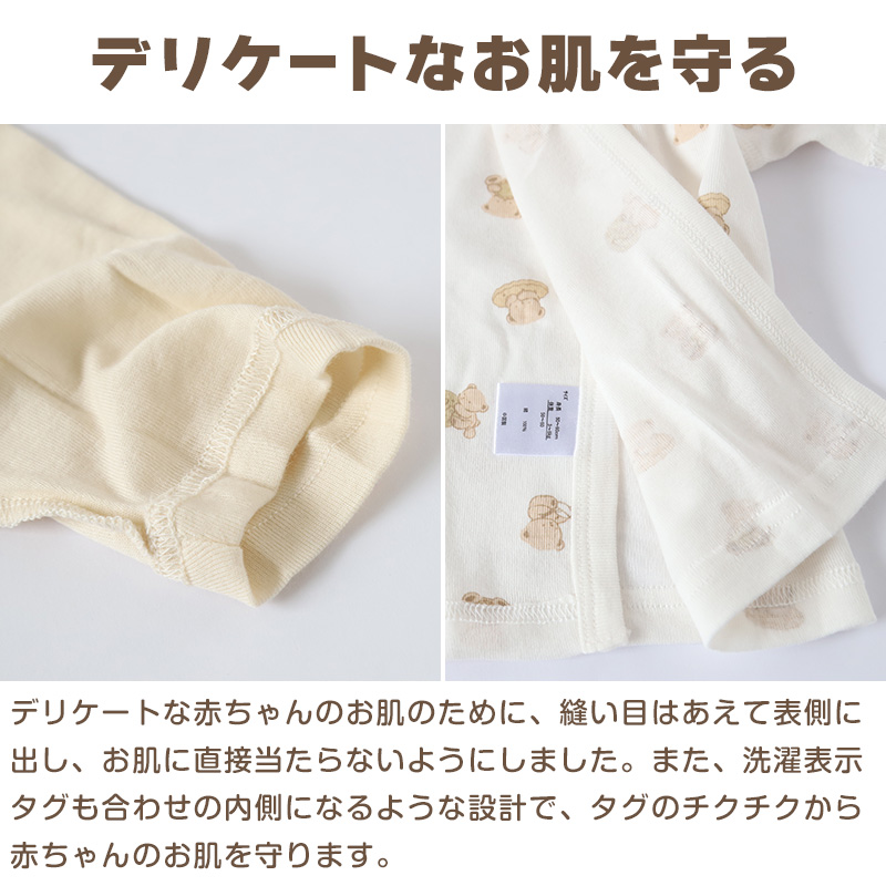 新生児 肌着セット 綿100% 4枚組 50-60cm (オーガニックコットン 男の子 女の子 出産準備 コンビ肌着 日本製 かわいい ベビー服 出産祝い 下着 ギフト) (在庫限り)