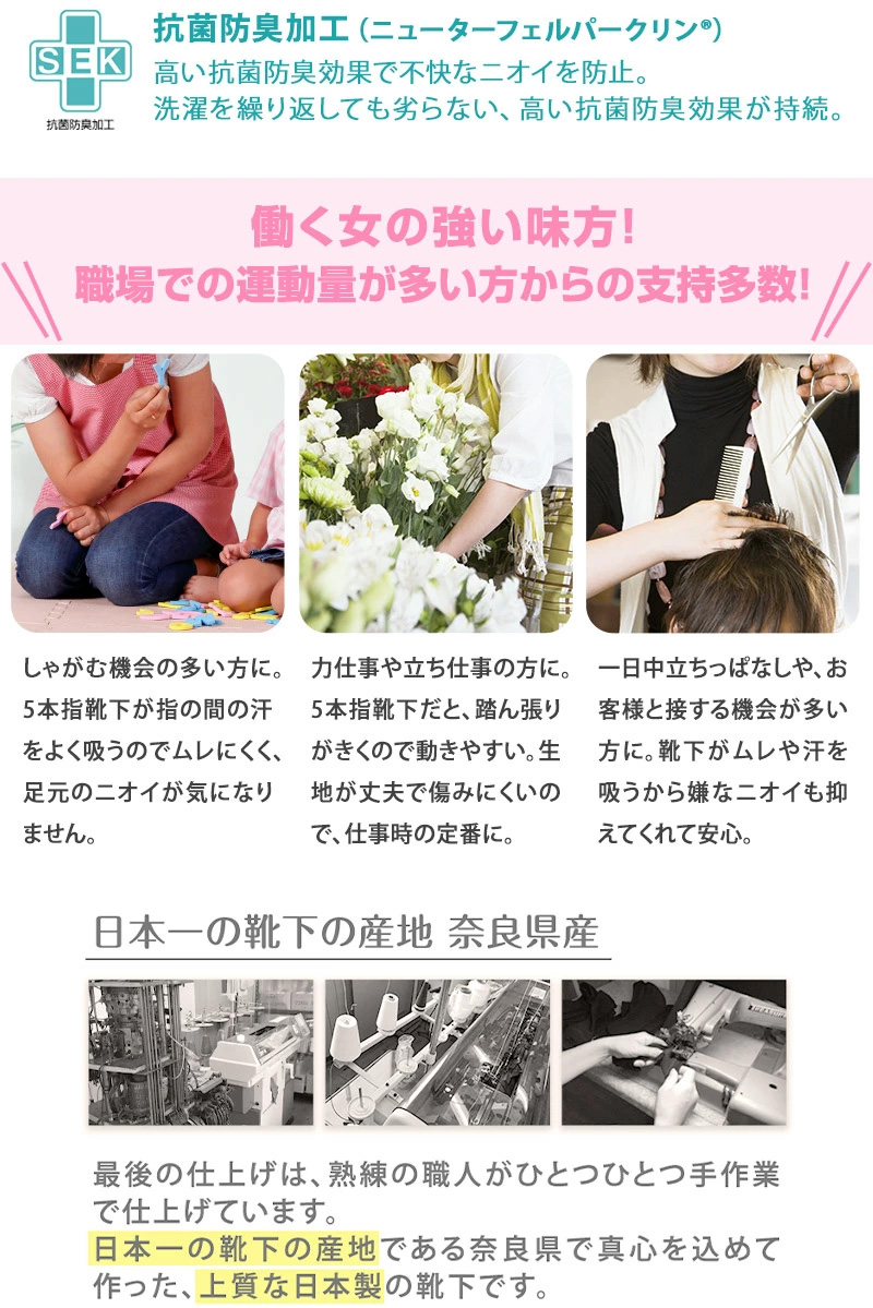 5本指ソックス レディース 口ゴム ゆったり 綿 5本指靴下 クルーソックス 22-24cm 五本指ソックス 靴下 クルー丈 ソックス カラフル カラー 女性 日本製 吸汗 丈夫 おしゃれ かわいい 締め付けない (在庫限り)