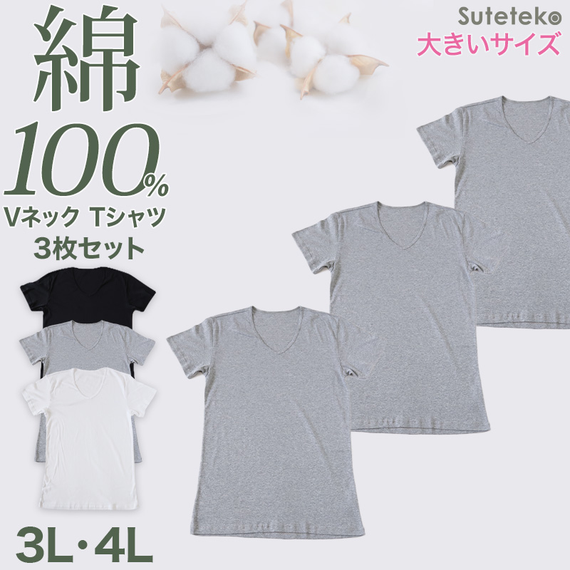 綿100％ ノースリーブ メンズ インナー Vネック 深め シャツ 下着 肌着 ワイシャツの首元から見えない 薄手 フィット 抗菌防臭 白 黒 敏感肌 ビジネス スーツ 3枚セット S M L LL 3枚組