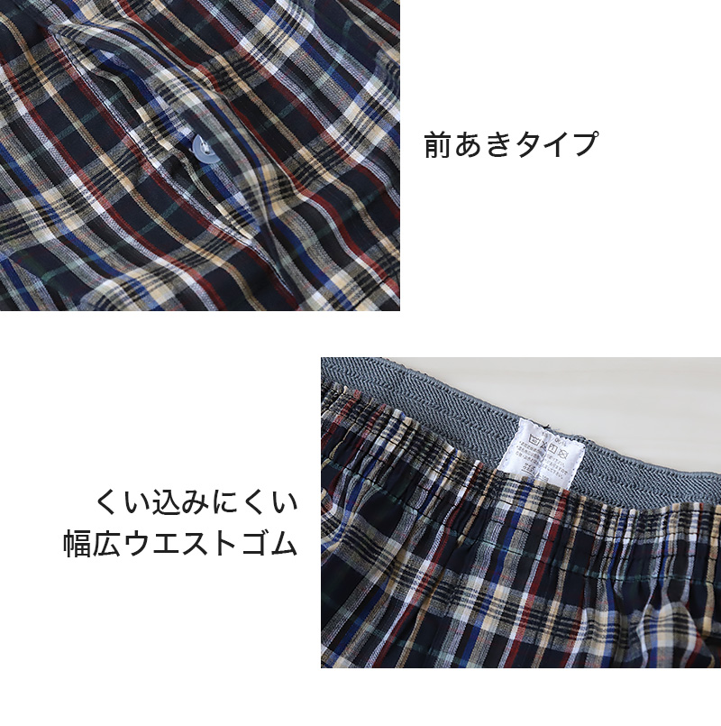 メンズ トランクス おしゃれ 綿100 かっこいい 下着 パンツ インナー 2枚組 3L～5L (前あき 紳士 綿 コットン セット 前開き まとめ買い 3l 4l 5l)