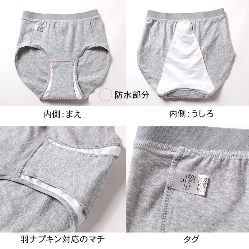 サニタリーショーツ 生理ショーツ 生理パンツ 昼用 軽い日用 S M L LL 3L 4L 生理用ショーツ 羽根つき 綿 無地 サニタリー 生理 下着 パンツ ショーツ